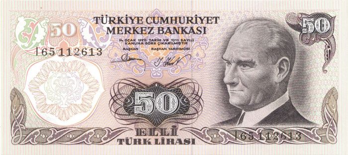 Turkey - 50 Lira - P-188 - Foreign Paper Money