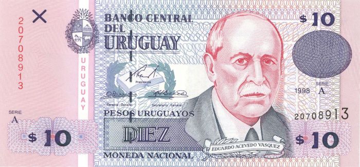 Uruguay - 10 Pesos Uruguayos - P-81a - 1998 dated Foreign Paper Money