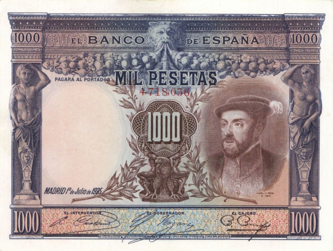 Spain - 1000 Pestas - P-70c - 1925 dated Foreign Paper Money