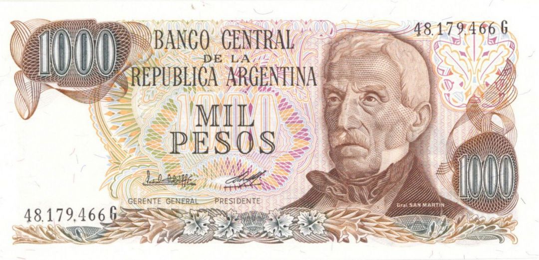 Argentina - 1000 Pesos - P-304b - (1976-83) dated Foreign Paper Money