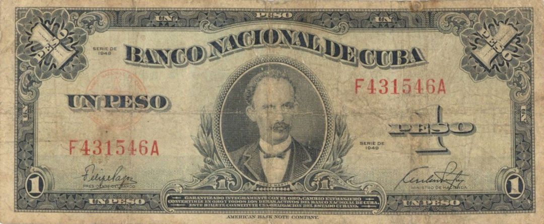 Cuba - 1 Peso - P-77a - 1949 dated Foreign Paper Money