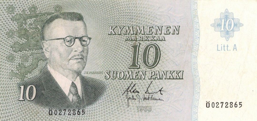 Finland - 10 Markka - P-104a - 1963 dated Foreign Paper Money