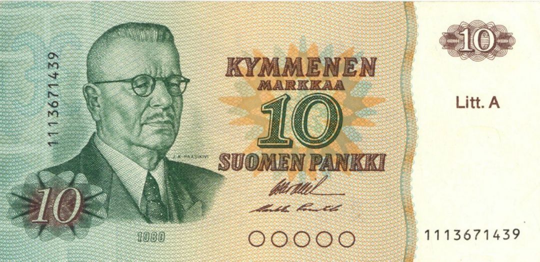 Finland - 10 Markaa - P-112a - 1980 dated Foreign Paper Money