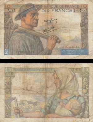 France - 10 Francs - P-99d - 1942 dated Foreign Paper Money