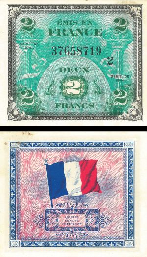 France - 2 Francs - P-114b - 1944 dated Foreign Paper Money