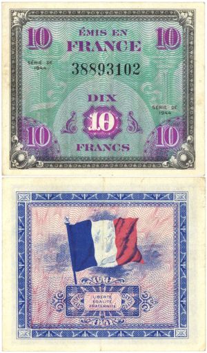 France - 10 French Francs - P-116a - 1944 dated Foreign Paper Money 