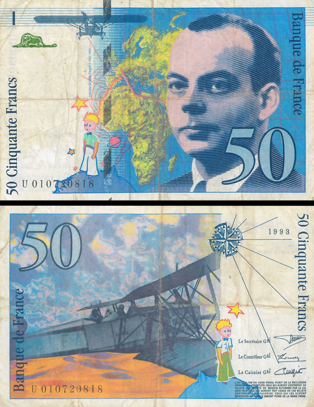 France - 50 Francs - P-157b - 1993 dated Foreign Paper Money