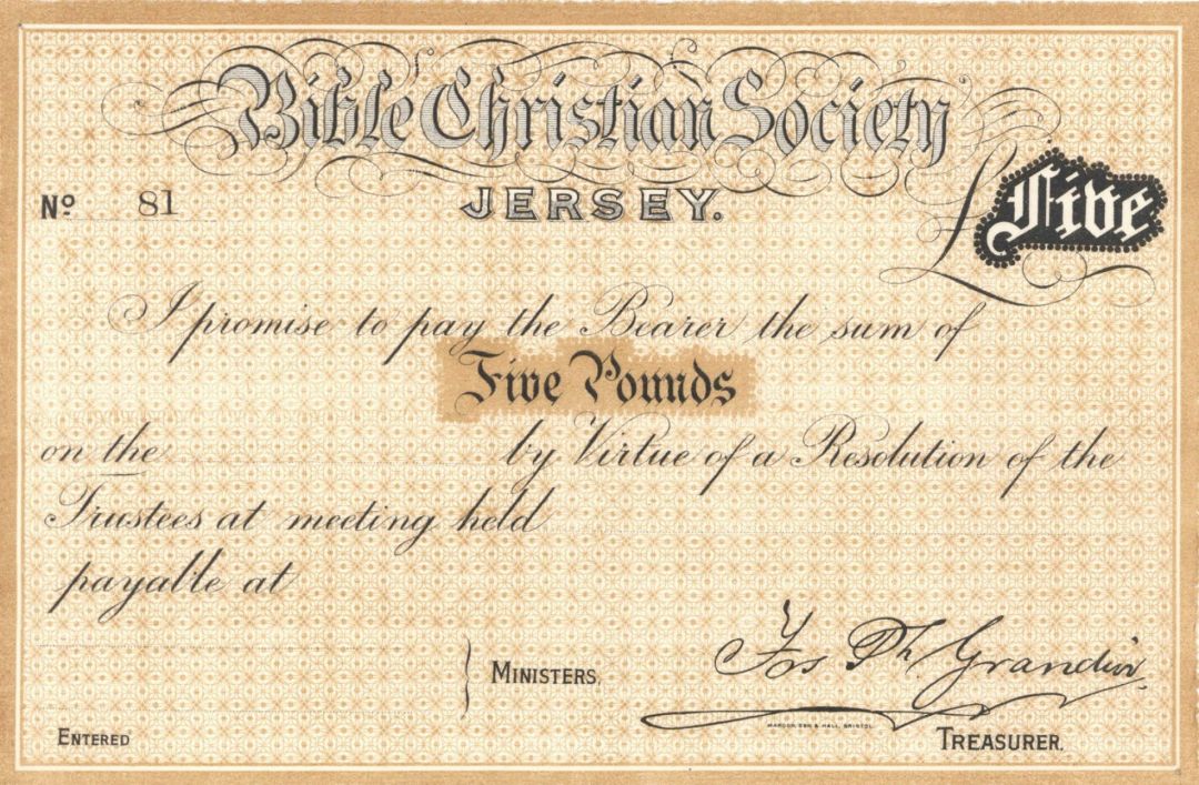 Bible Christian Society - Jersey - P-S126 - Foreign Paper Money