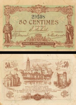 France, Notgeld - 1917, 50 Centimes -  Foreign Paper Money