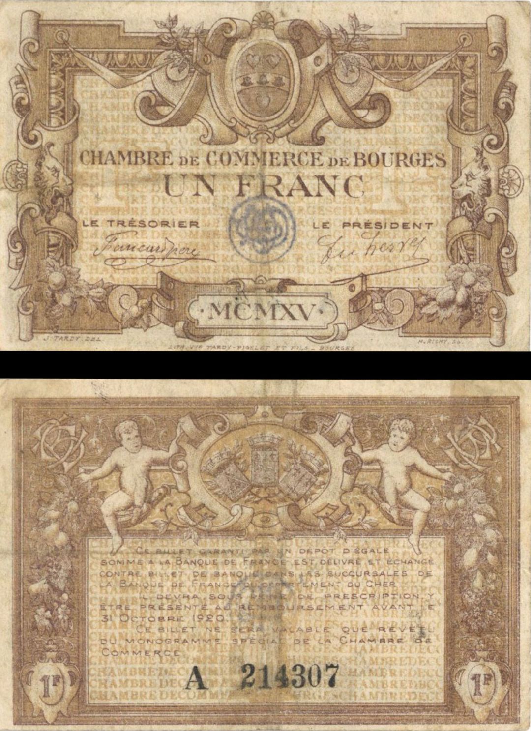 France, Notgeld - 1920, 1 Franc -  Foreign Paper Money