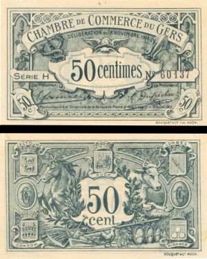 France, Notgeld - 1914, 50 Centimes -  Foreign Paper Money