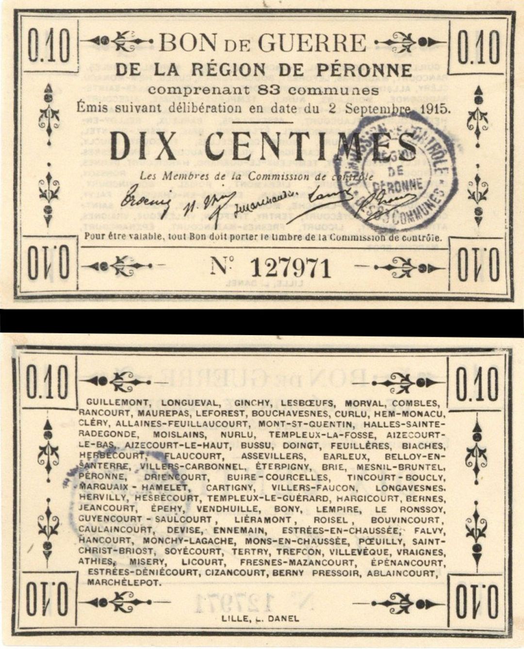 France, Notgeld - 1915, 10 Centimes -  Foreign Paper Money