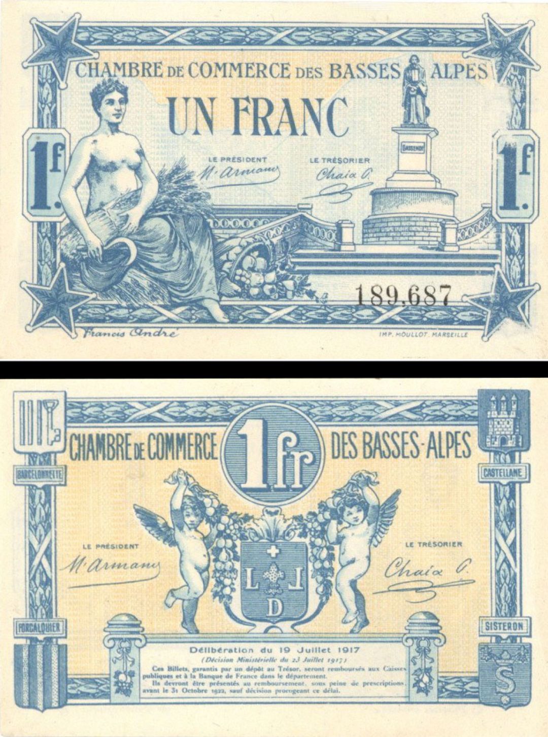 France, Notgeld - 1917, 1 Franc -  Foreign Paper Money