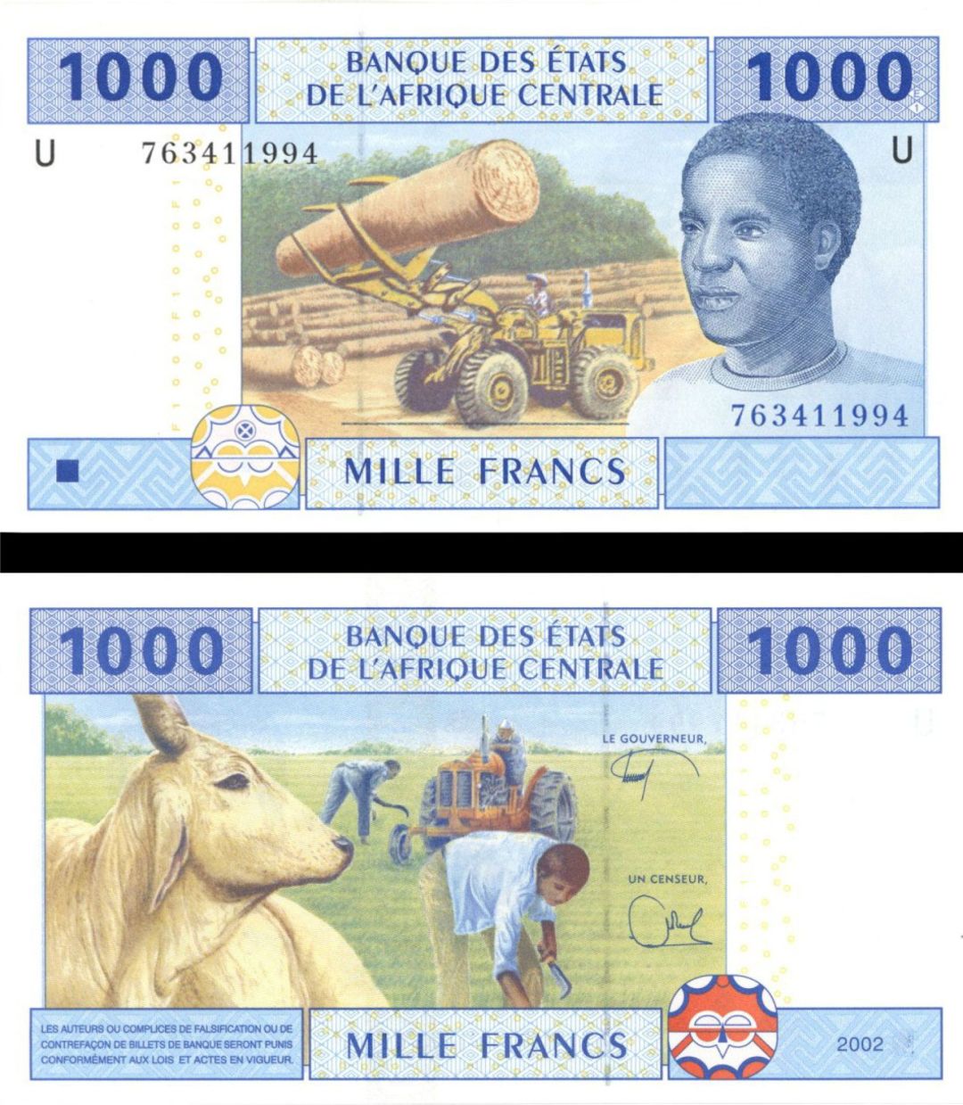 Central African States - 1000 Francs - P-207Ug - 2002(2017) dated Foreign Paper Money