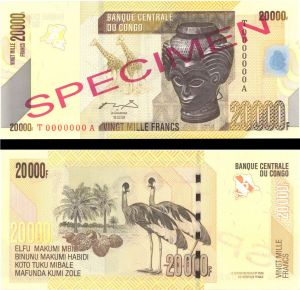 Congo - Specimen Pick# 104s - 20,000 Francs - Foreign Paper Money