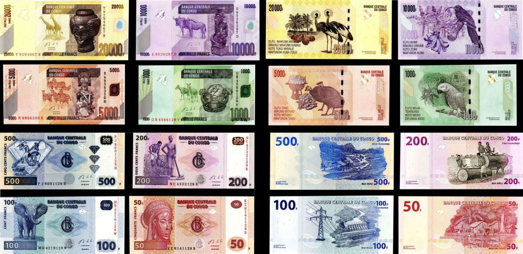 Congo Democratic Republic - Pick# NEW - 50 thru 20,000 Francs Set of 8 - Foreign Paper Money