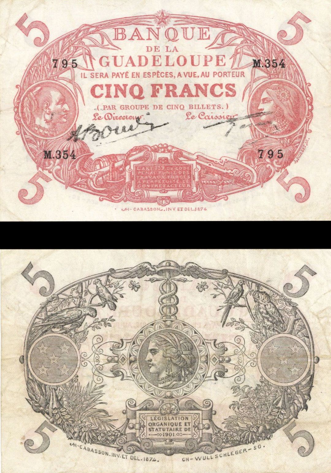 Guadelupe - Pick #7e - 5 Francs - Foreign Paper Money