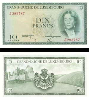 Luxembourg - Pick #48 - 10 Francs - 1954 dated Foreign Paper Money