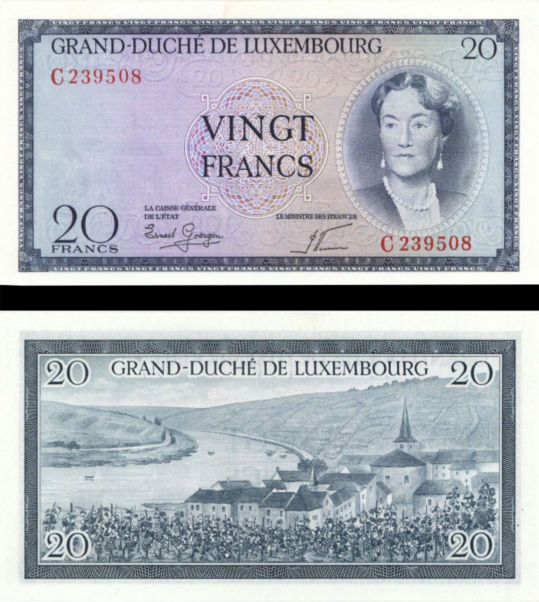 Luxembourg - Pick #49 - 20 Francs - 1955 dated Foreign Paper Money