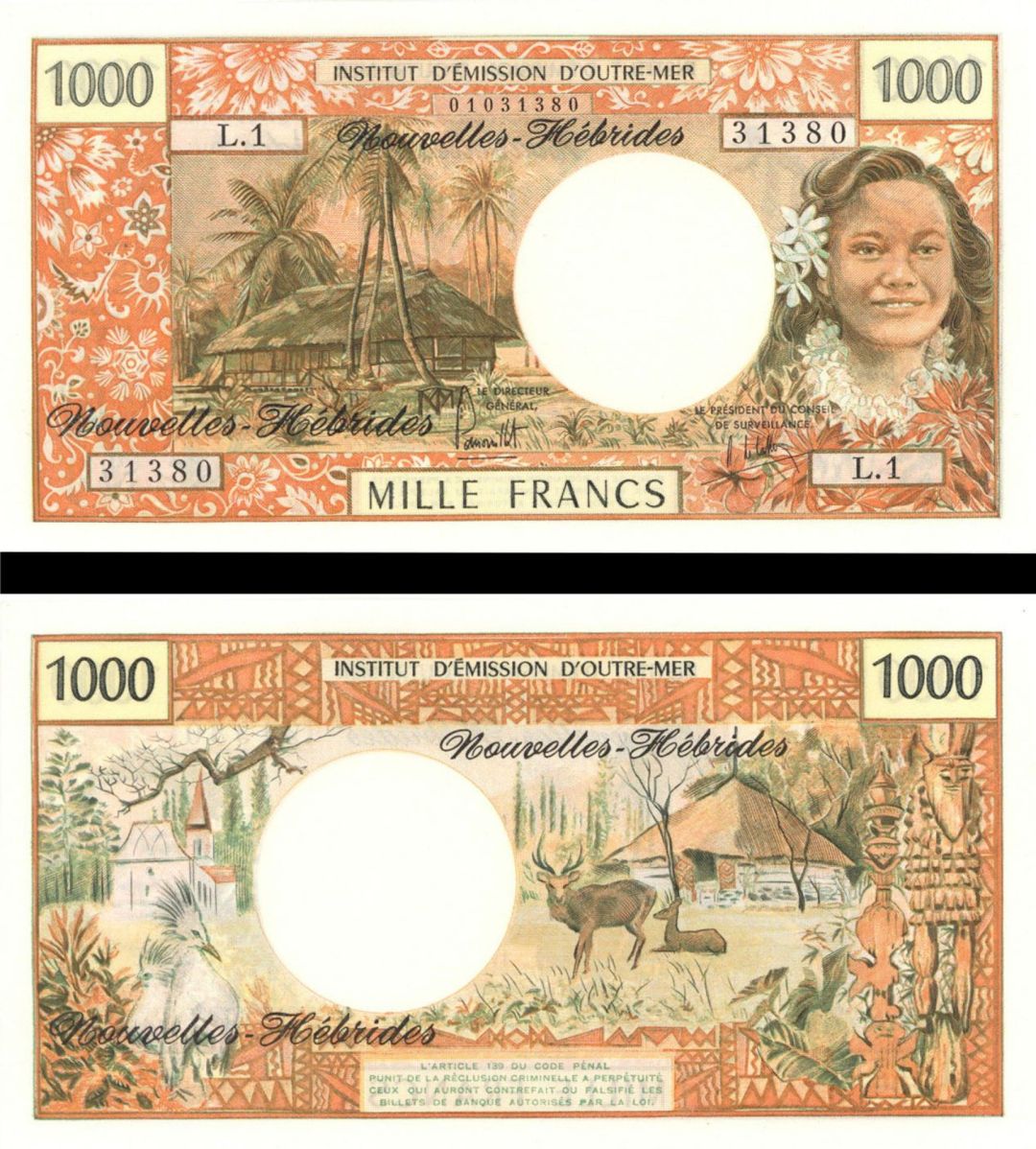 New Hebrides - Pick #20b - 1000 Francs - Foreign Paper Money