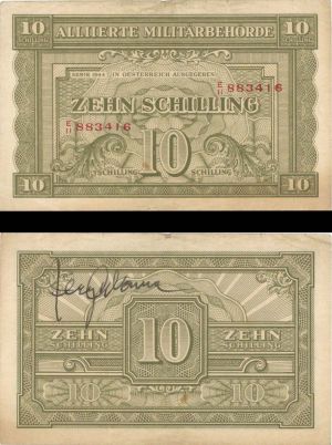 Austria - 10 Shillings - Military Note signed by Jerry Colonna 1944 dated - Foreign Paper Money