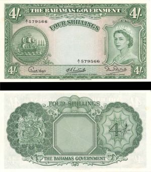 Bahamas - 4 Shillings - P-13a - (1953) dated - Foreign Paper Money