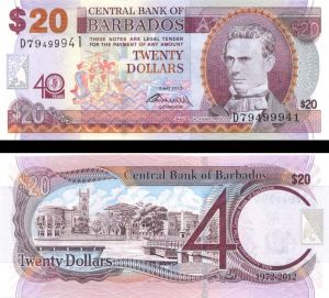 Barbados - 20 Dollars - P-72 - 2012 dated - Foreign Paper Money