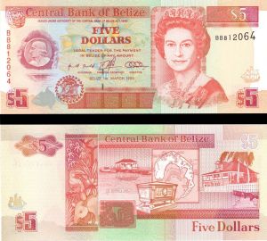 Belize - 5 Dollars - P-58 - 1996 dated - Foreign Paper Money