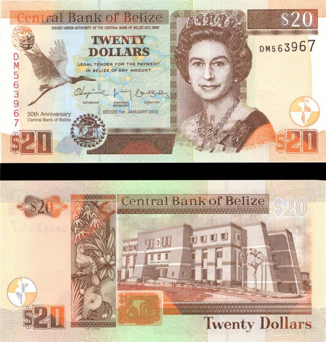 Belize - 20 Dollars - P-72 - 2012 dated - Foreign Paper Money