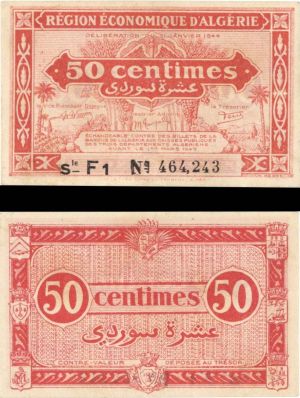 Algeria - 50 Centimes - P-97b - L.1944 dated Foreign Paper Money