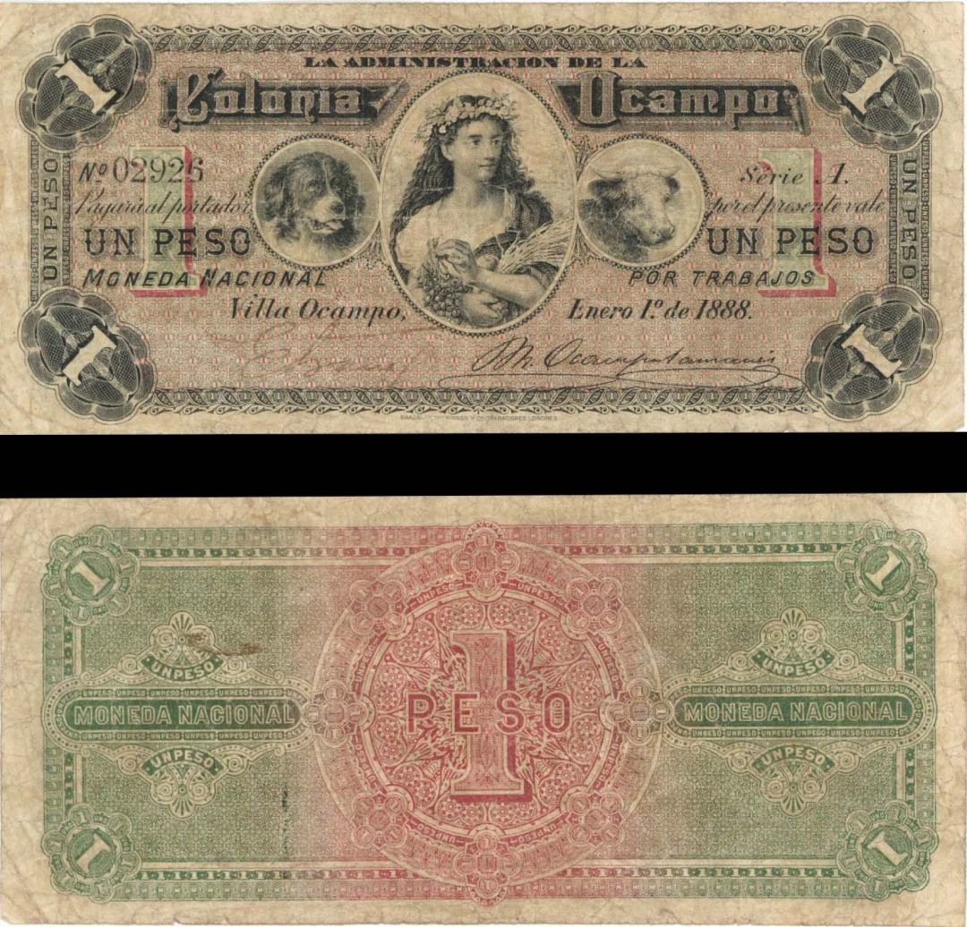 Argentina - 1 Peso - Jan. 1, 1888 dated Foreign Paper Money