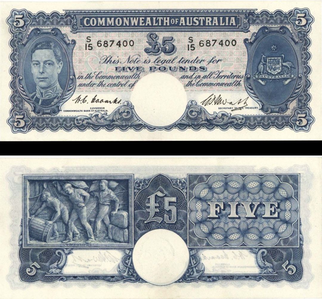 Australia - 5 Pounds - P-27c - (1949) dated Foreign Paper Money