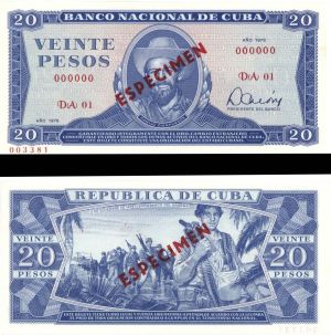 Cuba Specimen - 20 Pesos - P-105s - 1978 dated Foreign Paper Money