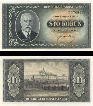 Czechoslovakia - 100 Korun - P-63a - (1945) dated Foreign Paper Money