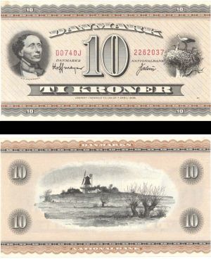 Denmark - 10 Kroner - P-44x - (19)74 dated Foreign Paper Money