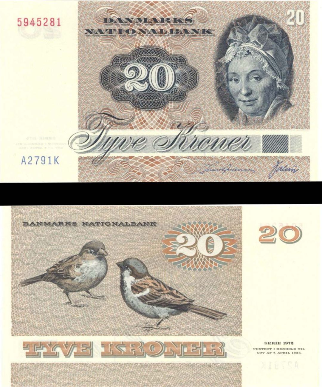 Denmark - 20 Kroner - P-49a - (19)79 dated Foreign Paper Money