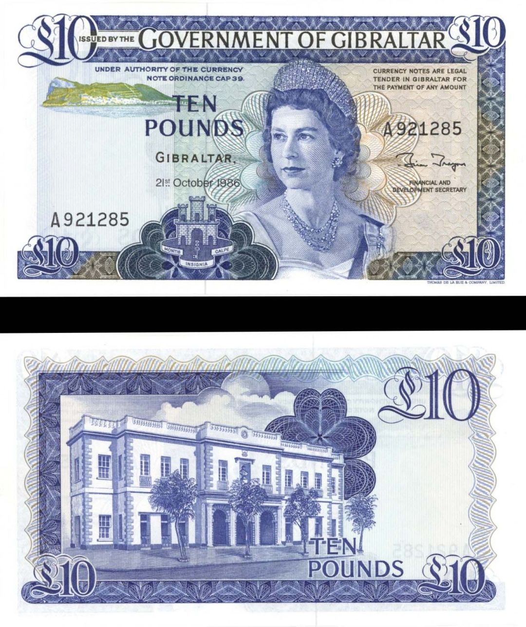 Gibraltar - 10 Pounds - P-22b -  1986 dated Foreign Paper Money