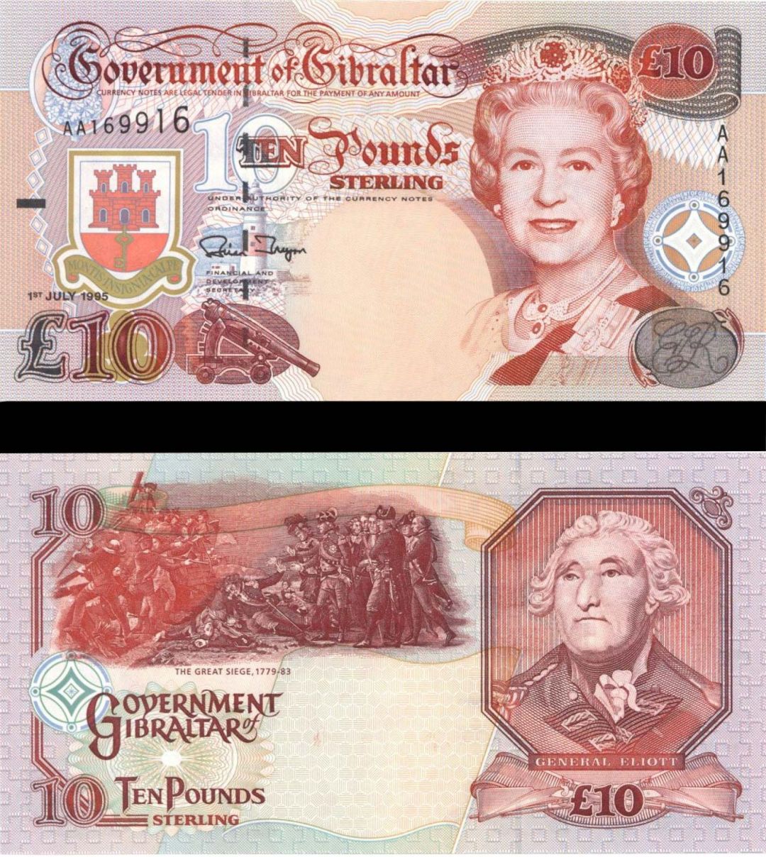 Gibraltar - 10 Pounds - P-26a - 1995 dated Foreign Paper Money