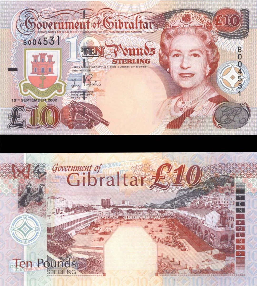 Gibraltar - 10 Pounds - P-30 - 2002 dated Foreign Paper Money