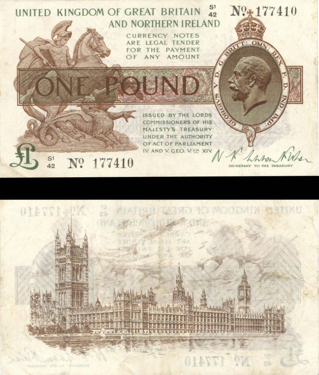 Great Britain - 1 Pound - P-361 - 1927 dated Foreign Paper Money