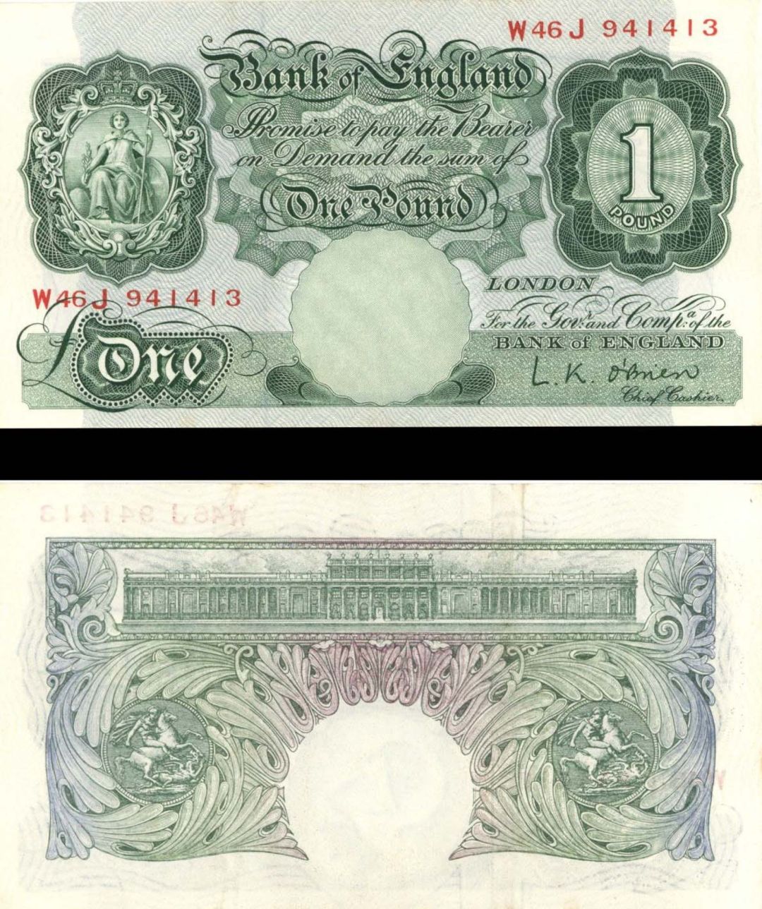 Great Britain - 1 Pound - P-369c - (1955) dated Foreign Paper Money