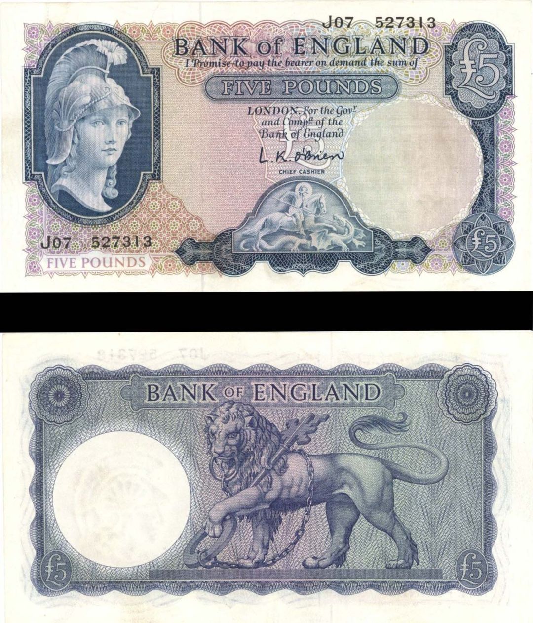 Great Britain - 5 Pounds - P-372a - (1957) dated Foreign Paper Money