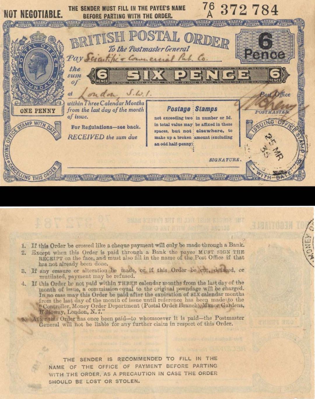 Great Britain - 6 Pence - 1935 dated Foreign Paper Money