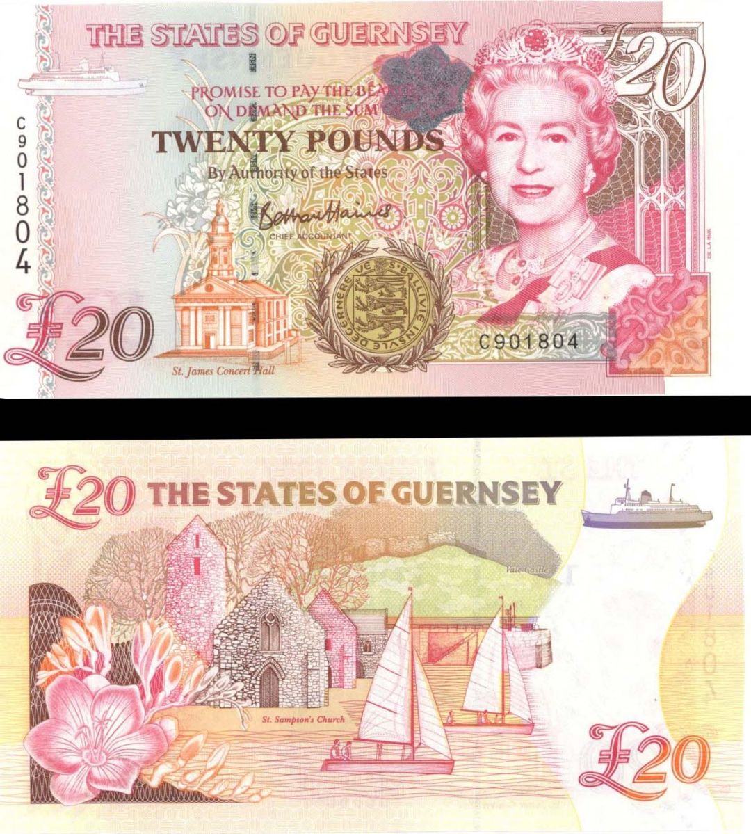 Guernsey - 20 Pounds - P-58b - (1996) dated Foreign Paper Money