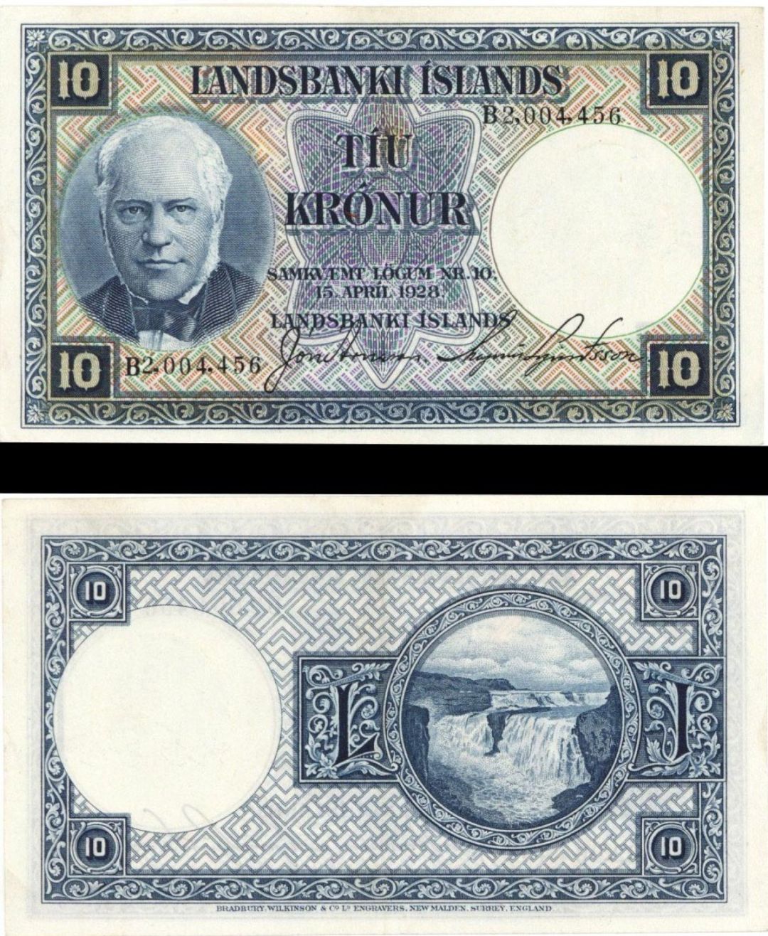 Iceland - 10 Kronur - P-28c - 1928 dated Foreign Paper Money