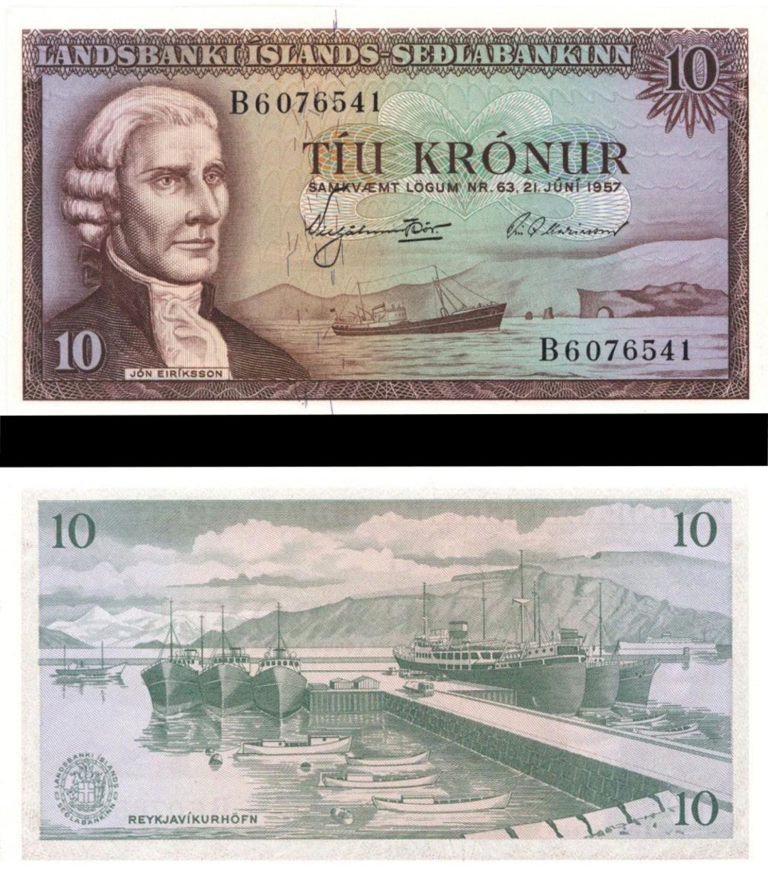 Iceland - 10 Kronur - P-38b - 1957 dated Foreign Paper Money