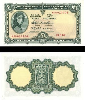 Ireland - 1 Pound - P-64a - 1964 or 1965 dated Foreign Paper Money