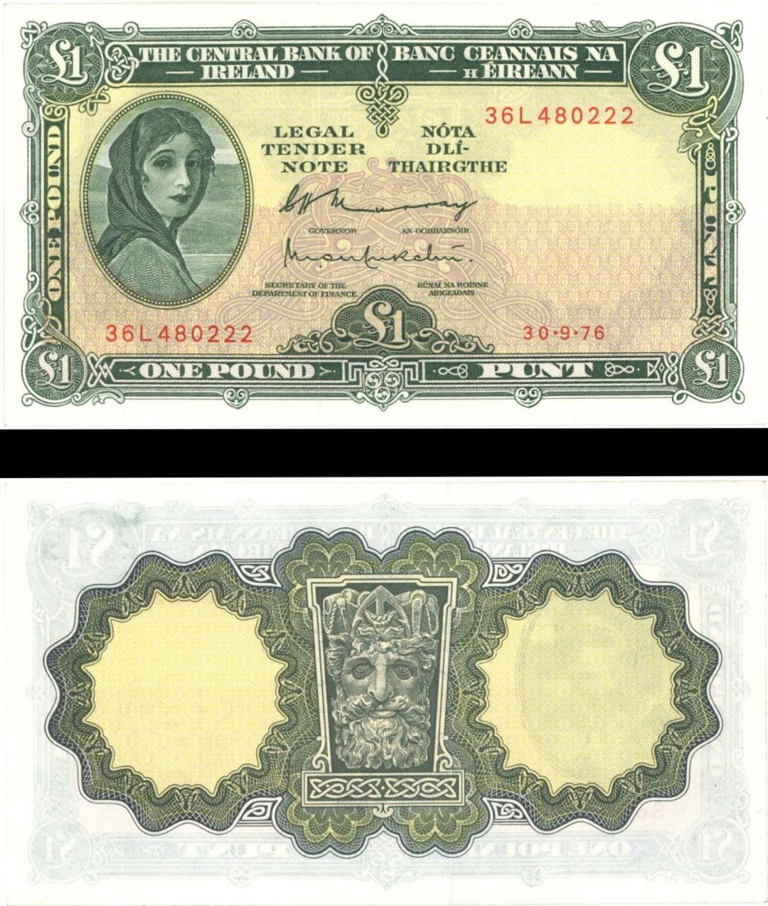 Ireland - 1 Pound - P-64d - 1976 dated Foreign Paper Money