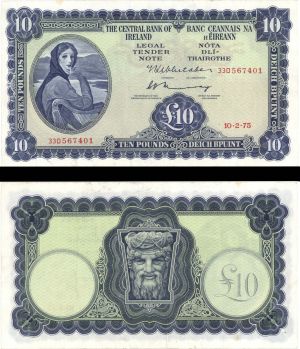 Ireland - 10 Pounds - P-66a - 1975 dated Foreign Paper Money