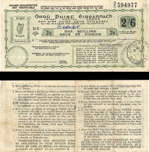 Ireland - Postal Order 2 Shillings 6 Pence - 1947 dated Foreign Paper Money